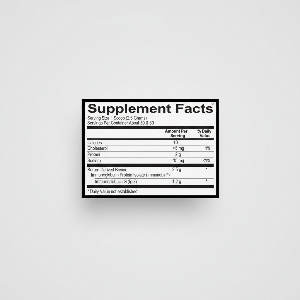 Supplement facts label with nutritional information on a white background