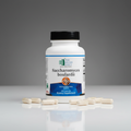 Supplement bottle labeled 'Saccharomyces boulardii' on a white background