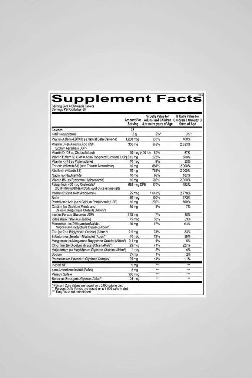 Supplement facts label for a dietary supplement with detailed nutritional information.