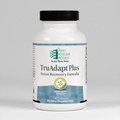 Supplement bottle labeled 'TruAdapt Plus' by Ortho Molecular Products on a white background