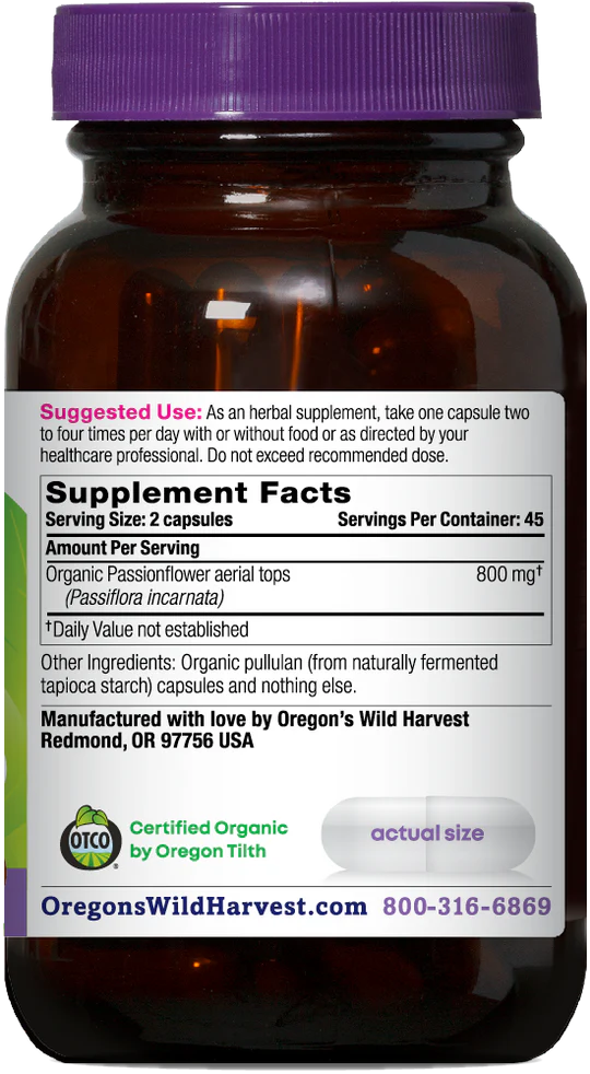 Oregon's Wild Harvest Passionflower 90 Capsules
