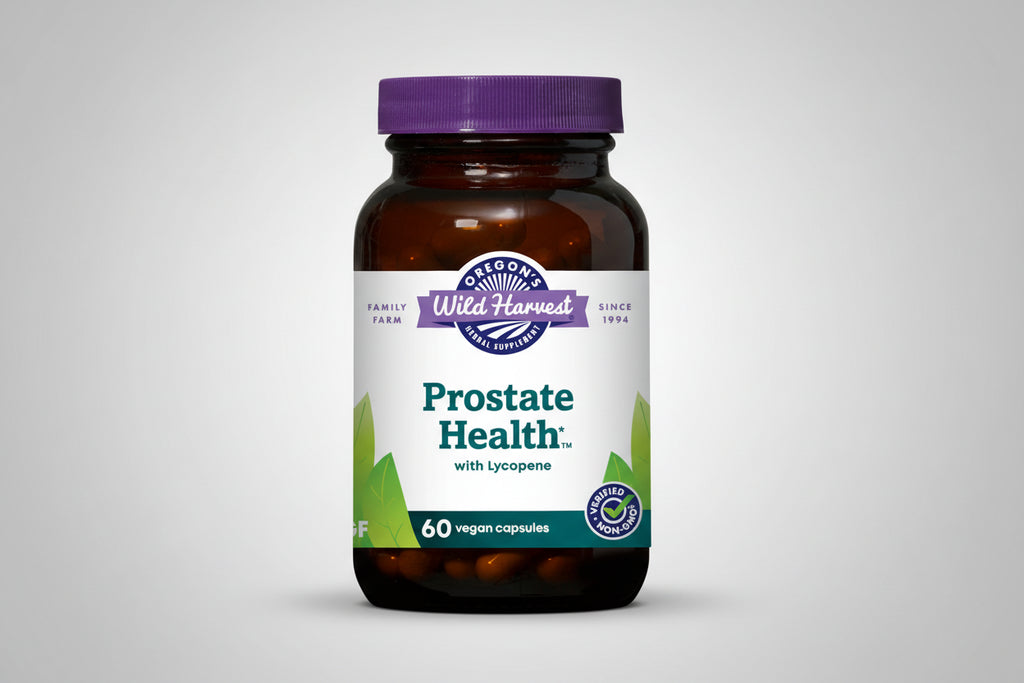 Oregon's Wild Harvest Prostate Health supplement bottle with purple cap