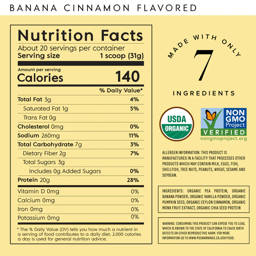 Truvani Banana Cinnamon Plant Protein Powder 20 Servings
