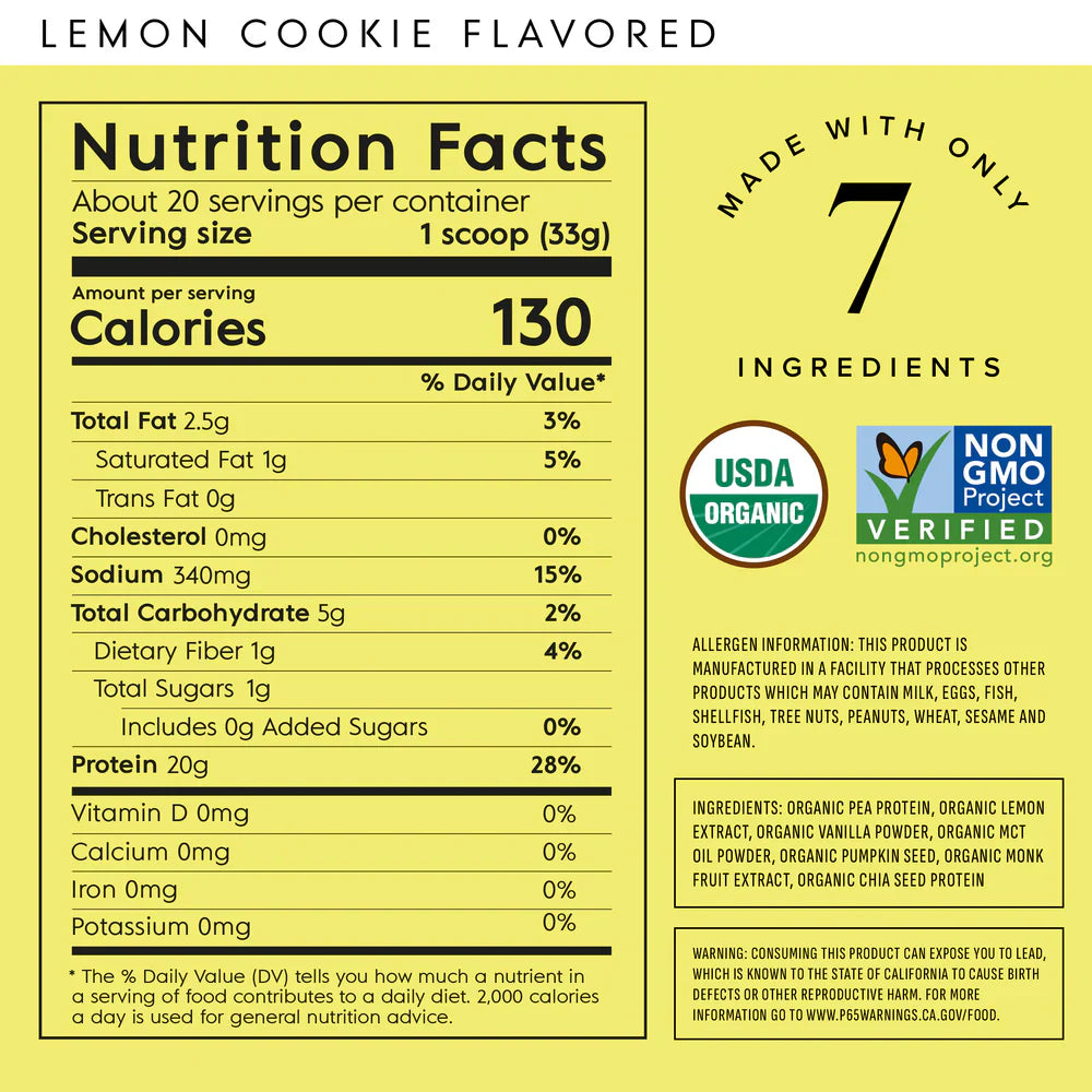 Truvani Lemon Cookie Protein Powder 20 Servings