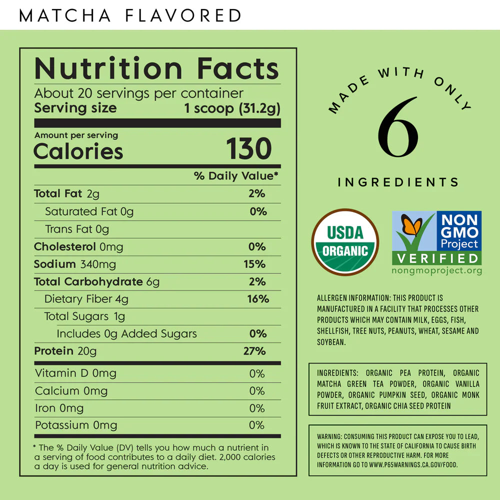 Truvani Matcha Plant Protein Powder 20 Servings