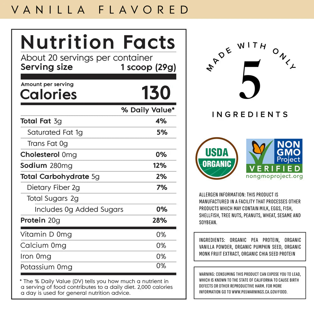 Truvani Vanilla Plant Protein Powder - 20 Servings