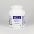 White supplement container labeled 'pure encapsulations Acai 600' on a white background