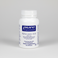 Supplement bottle of Alpha Lipoic Acid 200 mg by pure encapsulations on a white background