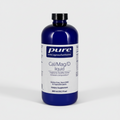 Blue bottle of Pure Encapsulations Cal/Mag/D liquid supplement on a white background