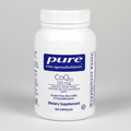 White supplement bottle labeled 'pure encapsulations COQ10 120 mg' on a white background