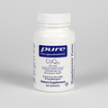 White supplement bottle labeled 'pure encapsulations COQ10' on a white background