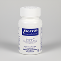 White supplement bottle labeled 'pure encapsulations Iron-C' on a white background