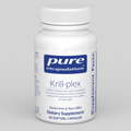 Supplement bottle labeled 'pure encapsulations Krill-plex' on a white background