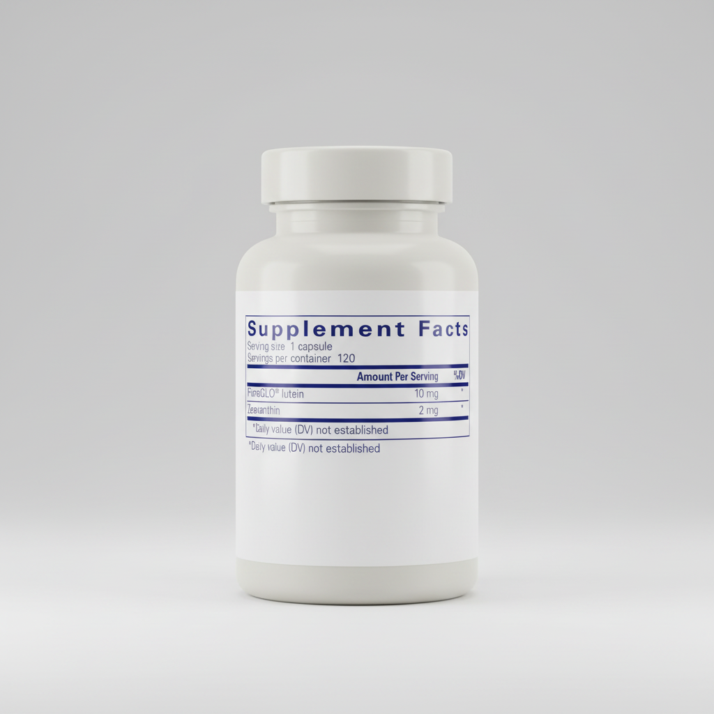 Supplement facts label for FloraGLO lutein and Zeaxanthin capsules