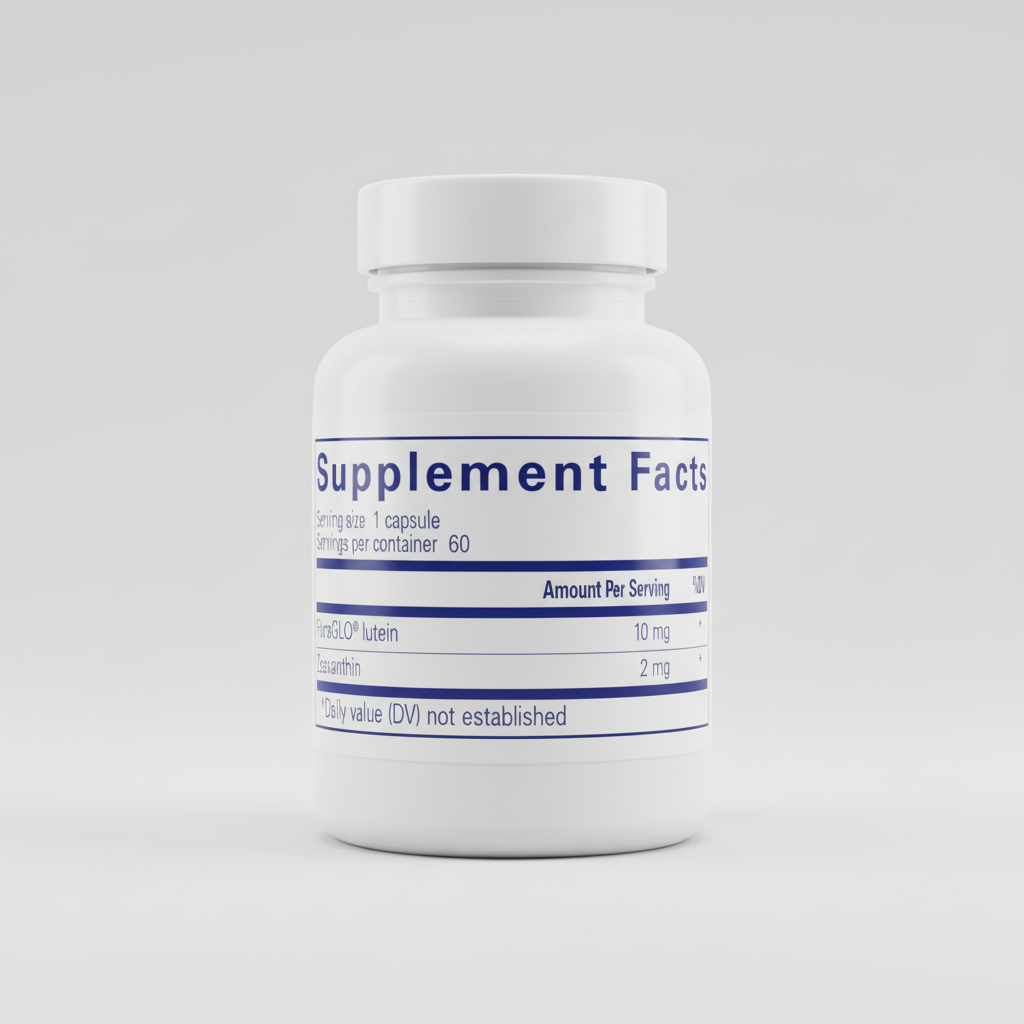 Supplement facts label for FloraGLO lutein and Zeaxanthin capsules.