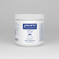 Container of pure encapsulations MSM powder on a white background