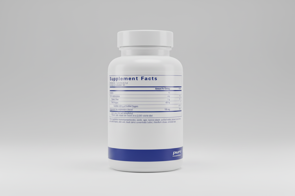 Supplement facts label for a product by pure encapsulations on a white background