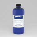 Blue bottle of pure encapsulations magnesium liquid supplement on a white background