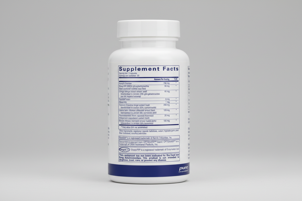 Supplement facts label for a product by pure encapsulations