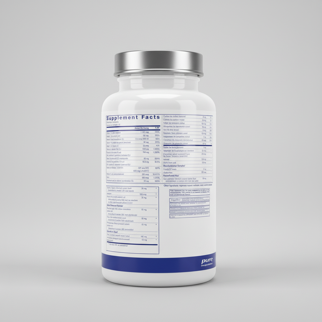 Supplement facts label for pure encapsulations product