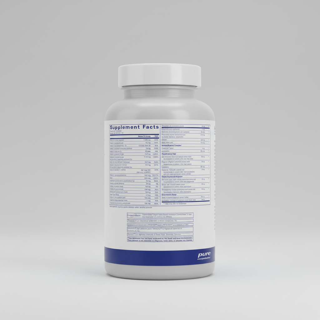 Supplement facts label for pure encapsulations on a white background
