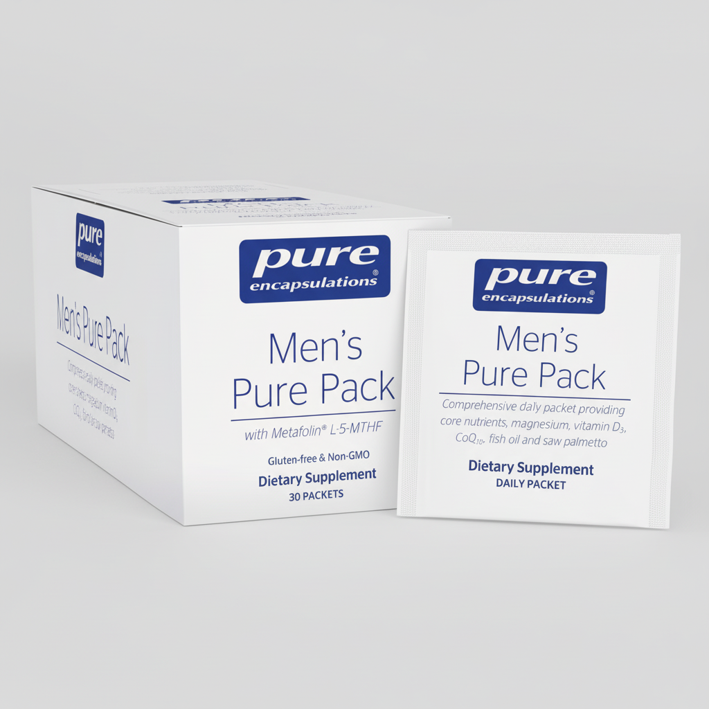Pure Encapsulations Men's Pure Pack dietary supplement packaging on a white background