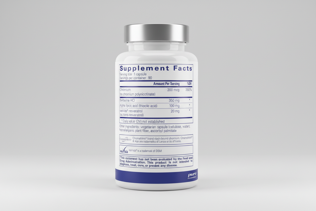 Supplement facts label for a product by pure encapsulations