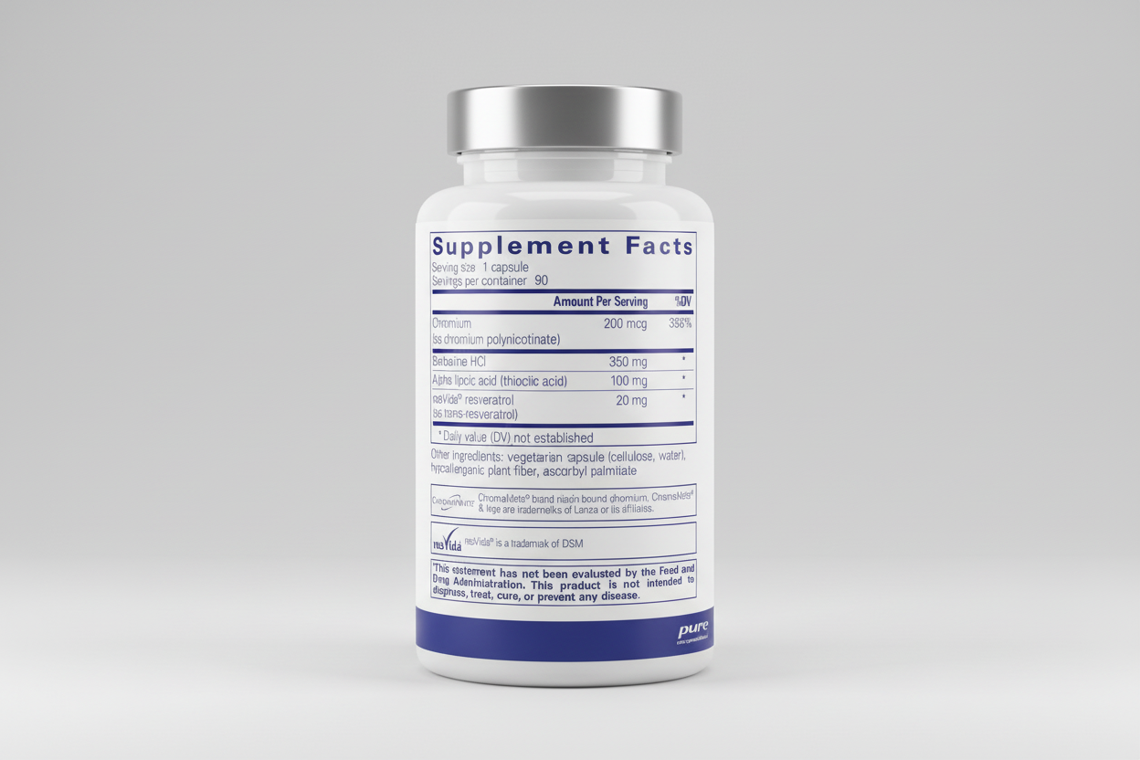 Supplement facts label for a product by pure encapsulations