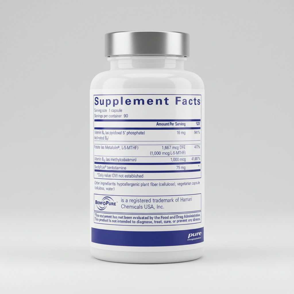 Supplement facts label with various vitamins and minerals on a blue background