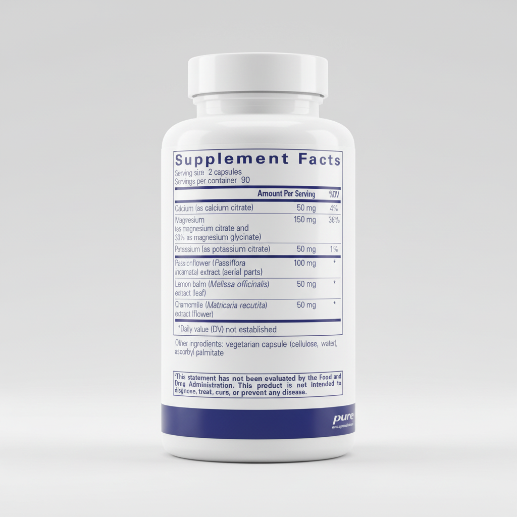 Supplement facts label for a product by pure encapsulations