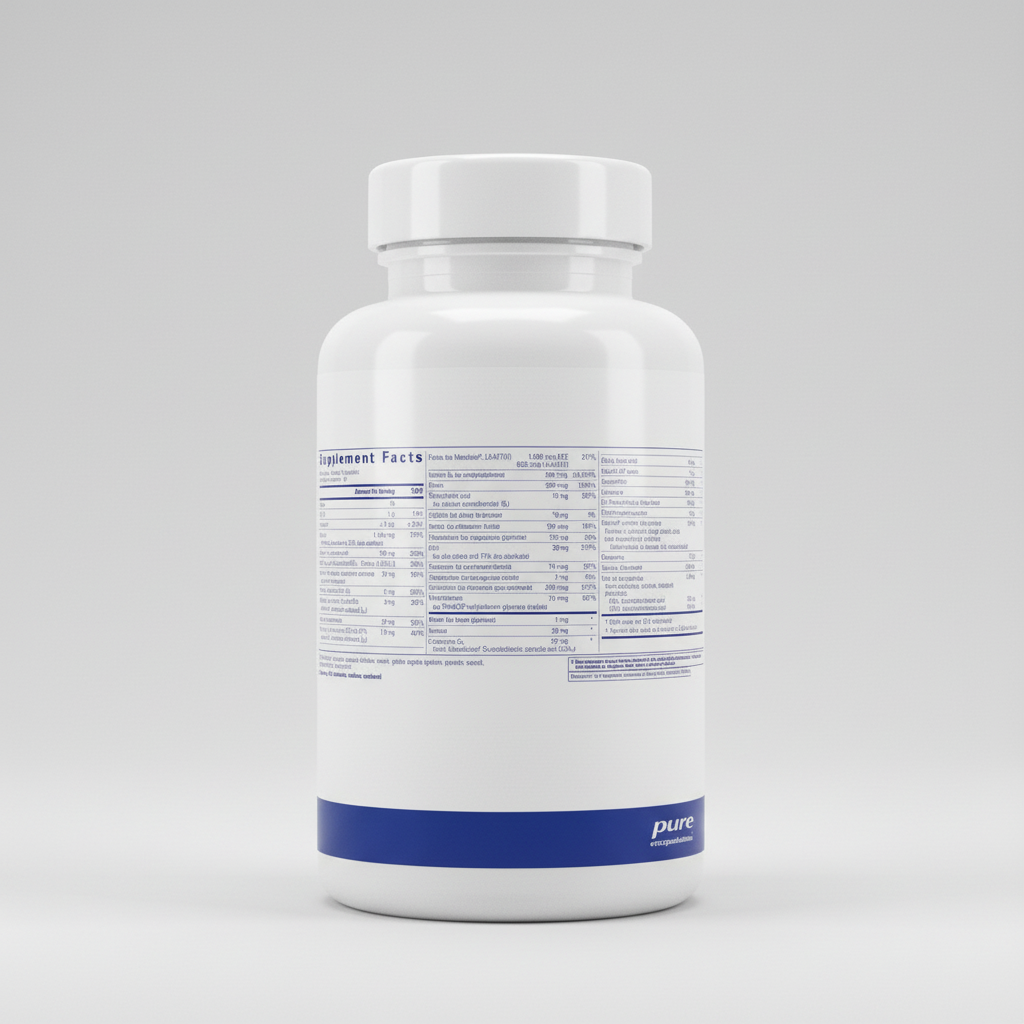 Supplement facts label for pure encapsulations on a white background