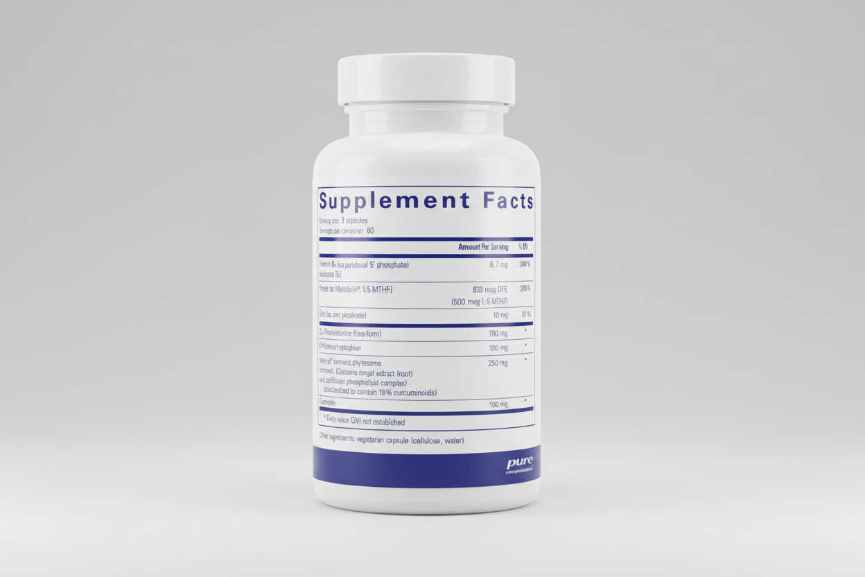 Supplement facts label for a product by pure encapsulations