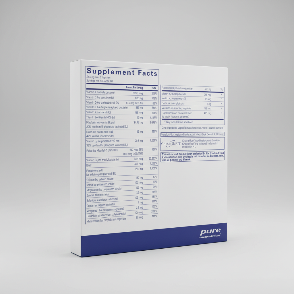 Supplement facts label for pure encapsulations product