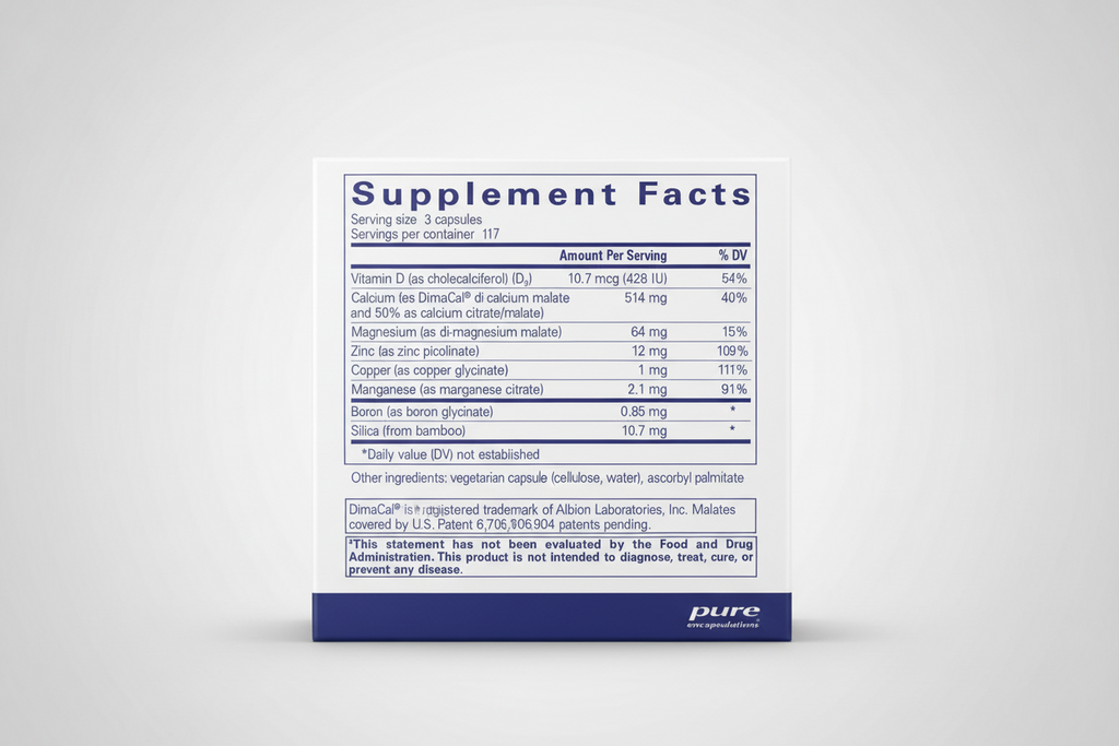 Supplement facts label for a multivitamin product with various nutrients listed.