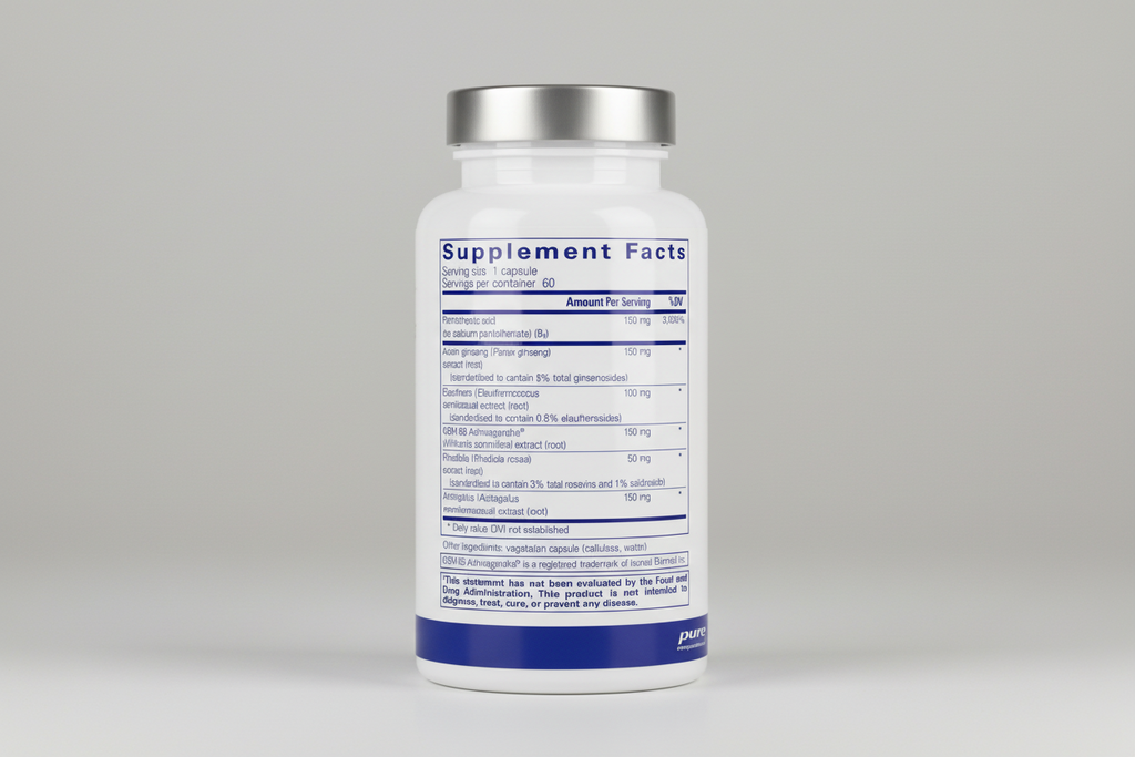 Supplement facts label for a product by pure encapsulations