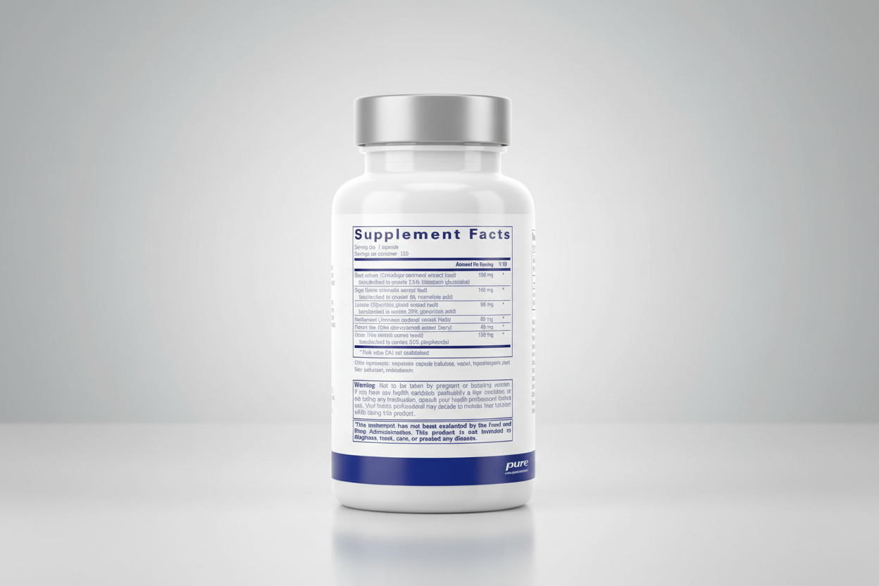 Supplement facts label for a product by pure encapsulations