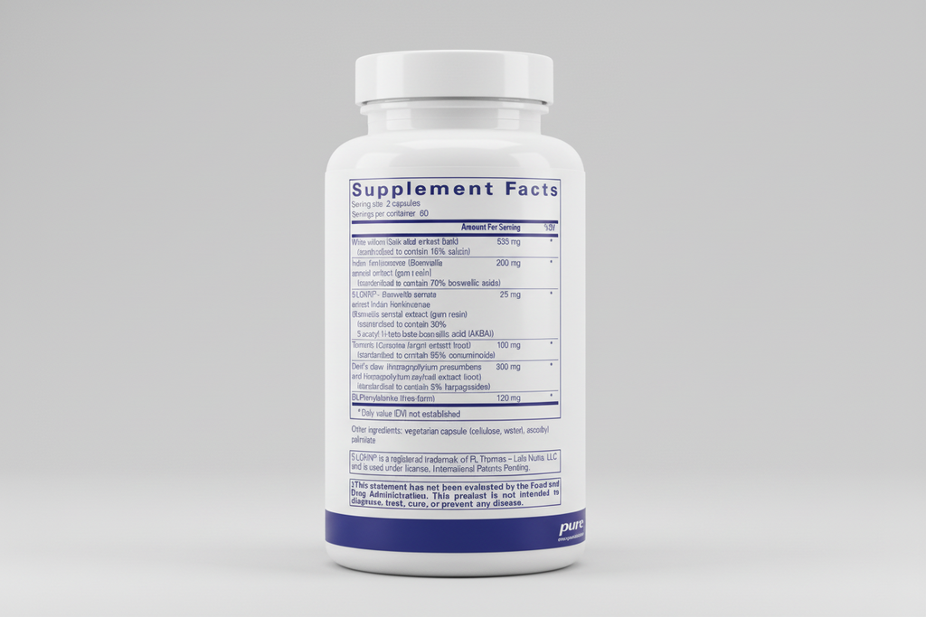 Supplement facts label for a product by pure encapsulations