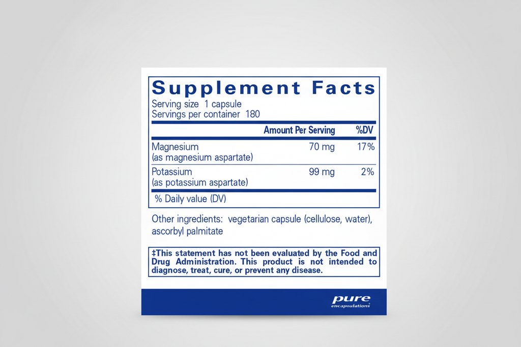 Supplement facts label for a product by pure encapsulations