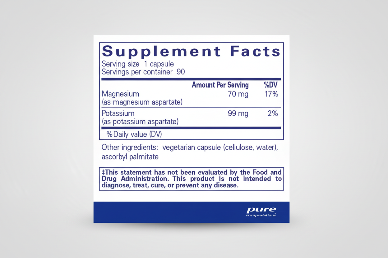 Supplement facts label for a product by pure encapsulations