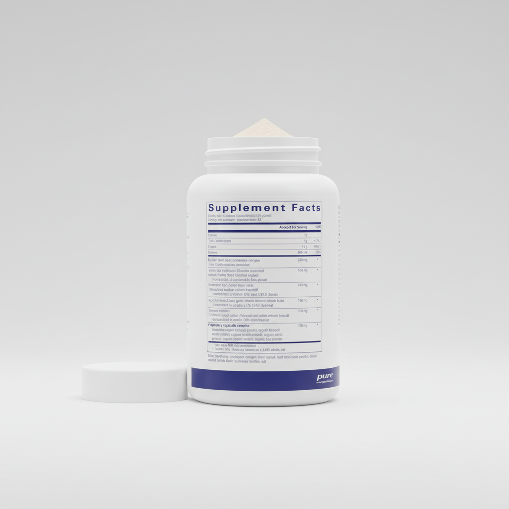 Supplement facts label for a product by pure encapsulations on a white background