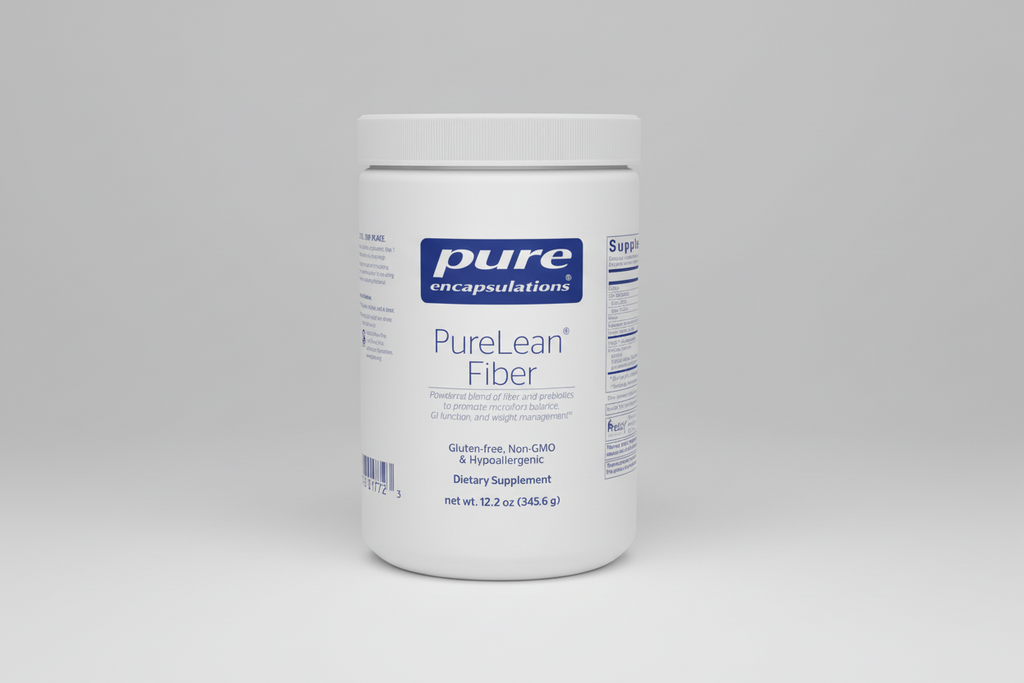 Container of Pure Encapsulations PureLean Fiber supplement on a white background