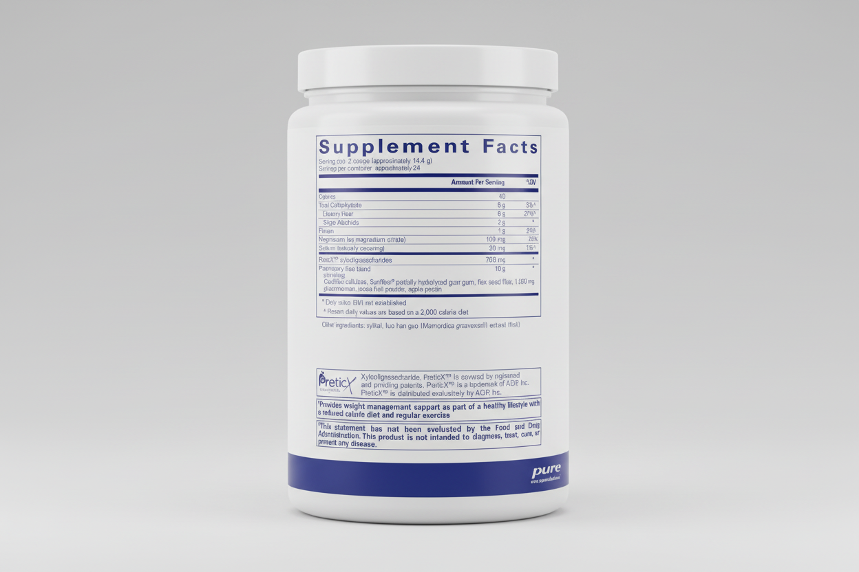 Supplement facts label for pure encapsulations product