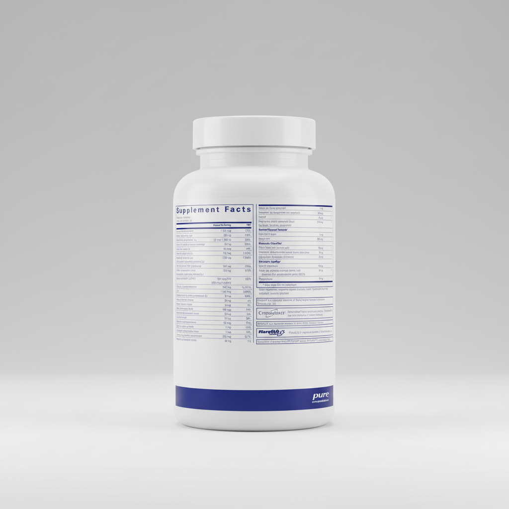 Supplement facts label from pure encapsulations with detailed nutritional information.
