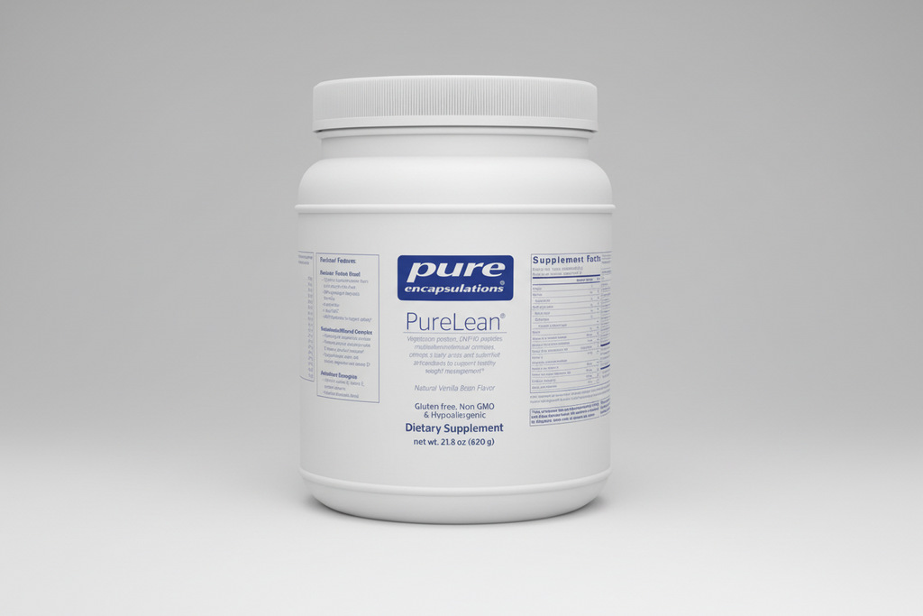 White container of PureLean dietary supplement with visible branding on a white background