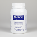 White supplement bottle labeled 'pure encapsulations Quercetin' on a white background