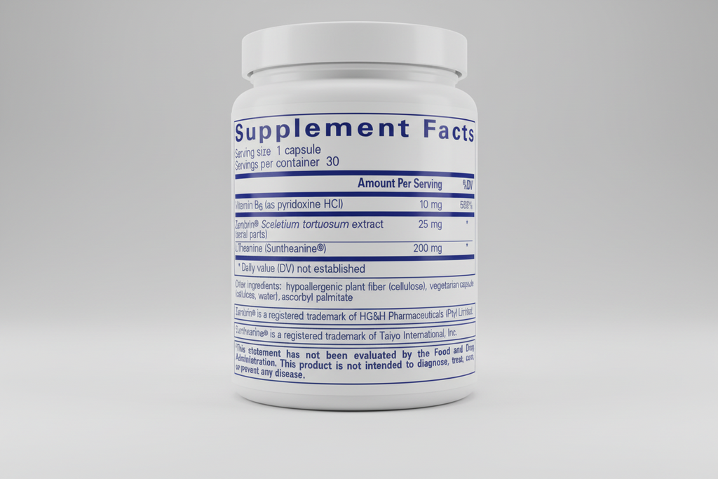 Supplement facts label with detailed nutritional information on a white background