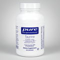 White supplement bottle labeled 'pure encapsulations Taurine 1,000 mg' on a white background