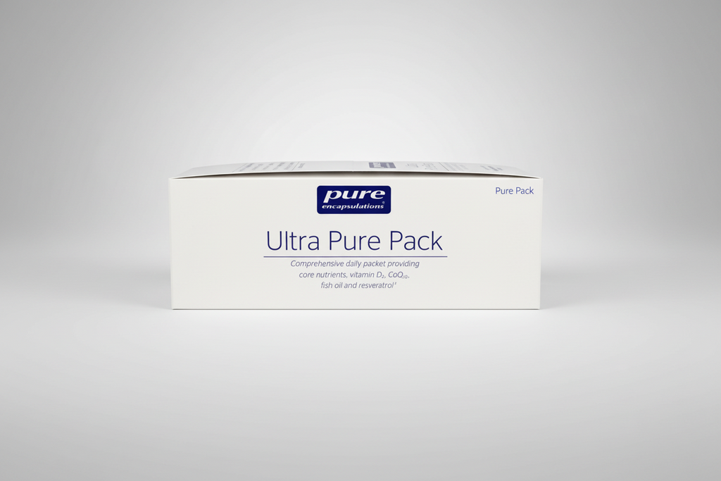 Box of pure encapsulations Ultra Pure Pack on a white background