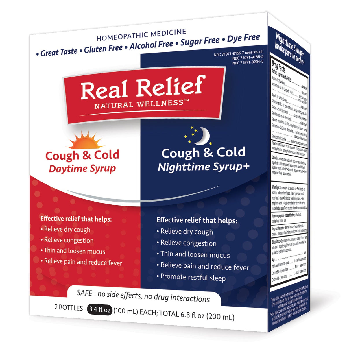 Real Relief Cough & Cold Daytime + Nighttime Syrup — 2 x 3.4 fl oz