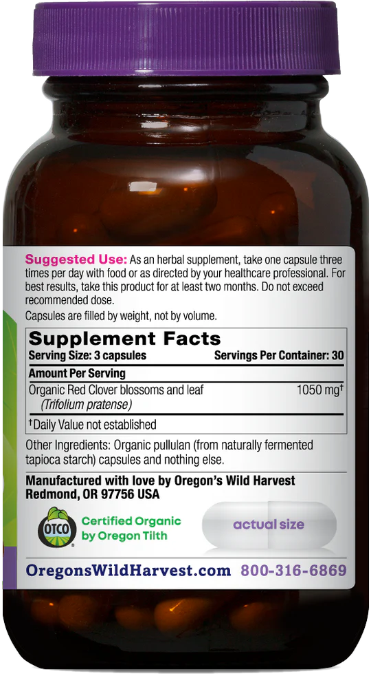 Oregon's Wild Harvest Red Clover 90 Capsules